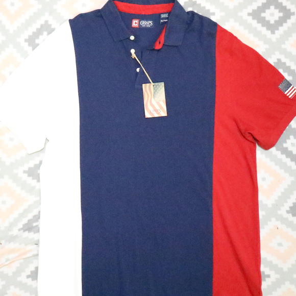 NWT CHAPS Red White and Blue Color Block Polo Sz XL - Picture 2 of 4